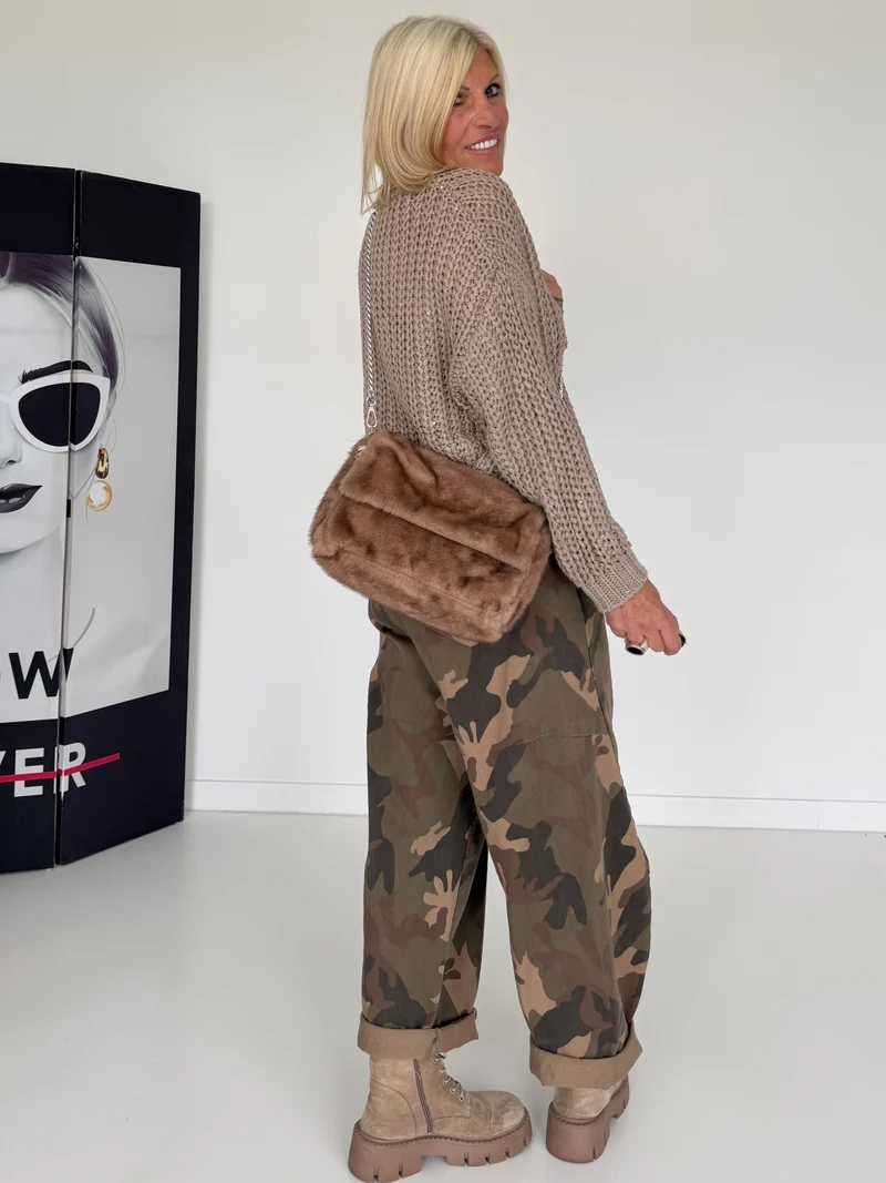 Kleine Tasche in Felloptik - taupe