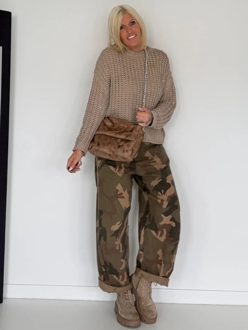 Kleine Tasche in Felloptik - taupe