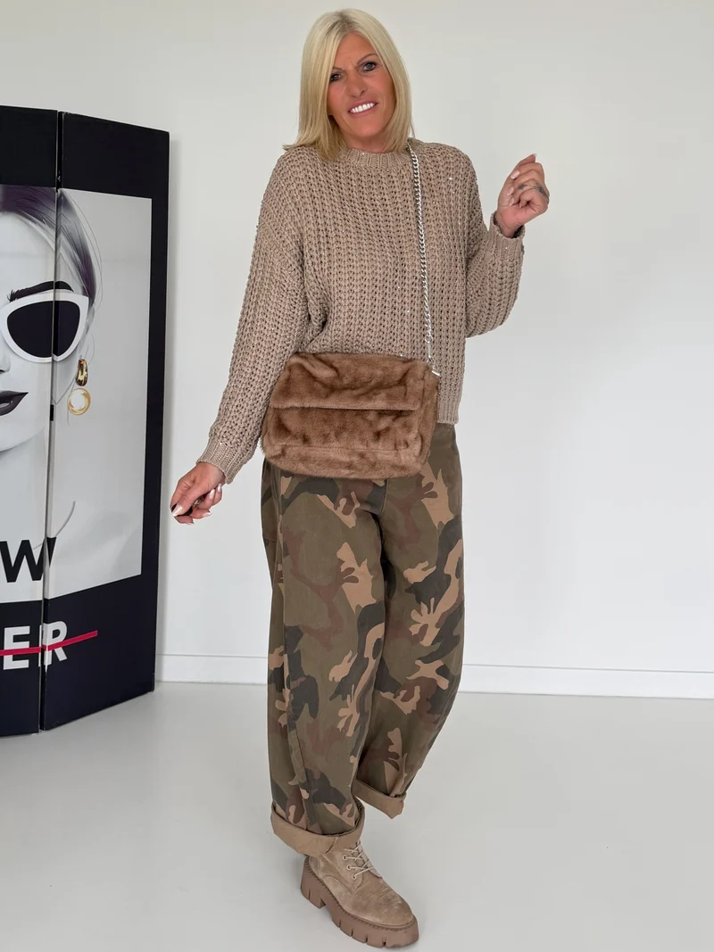 Kleine Tasche in Felloptik - taupe