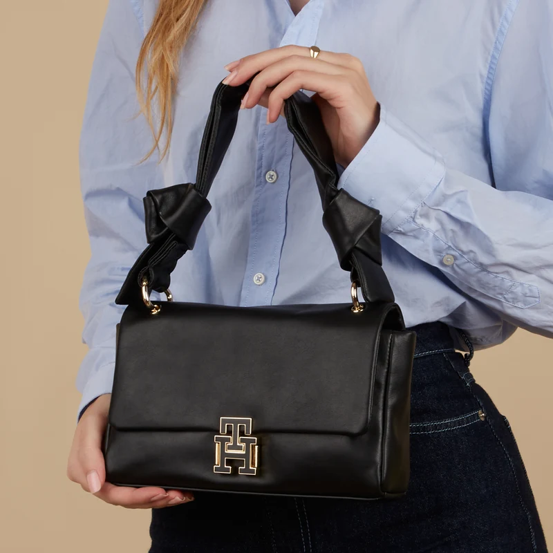 Tommy Hilfiger Pushlock damen Schultertasche Schwarz AW0AW15685BDS