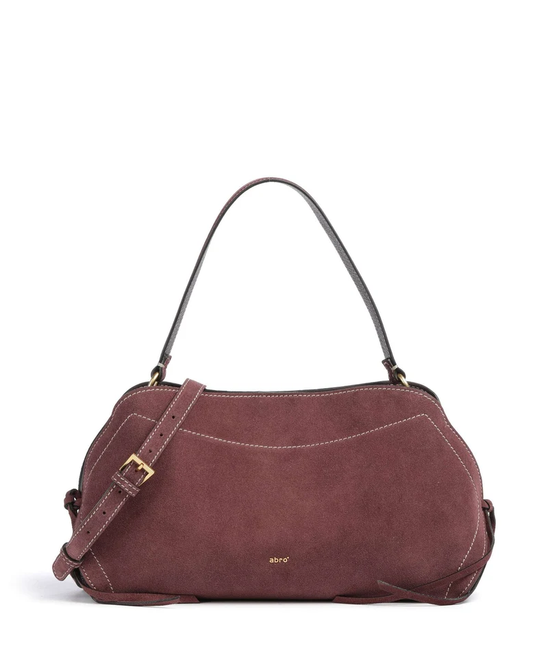 Abro Suede Necessity Small Schultertasche burgundy