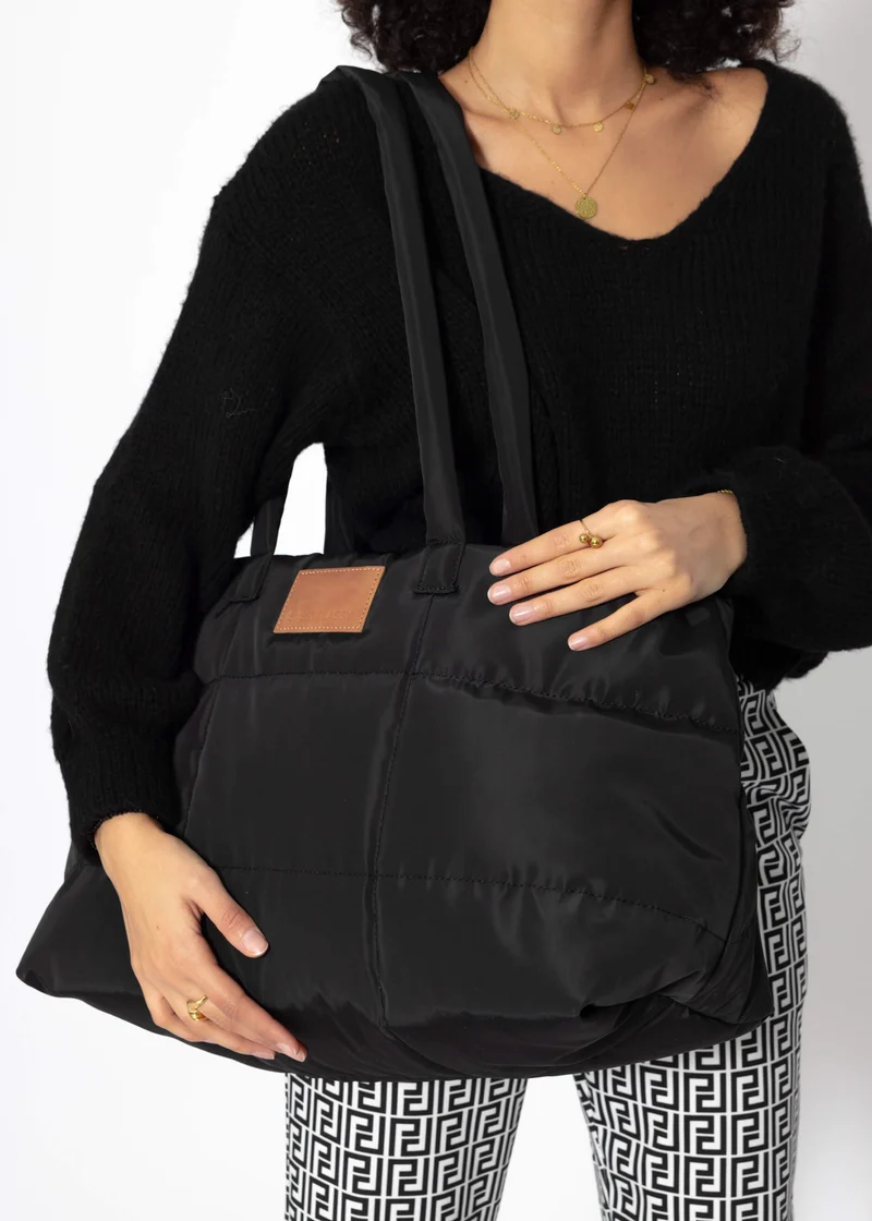 Gesteppter XL Shopper - schwarz