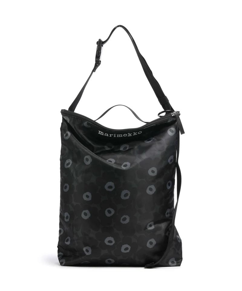 Marimekko Neat Unikko M Beuteltasche black/dark grey