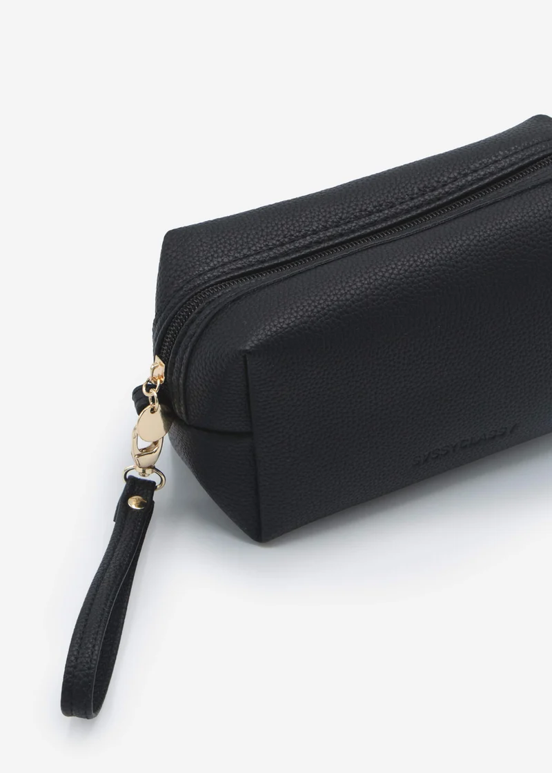 Kleine Kosmetiktasche mit Schlaufe - schwarz