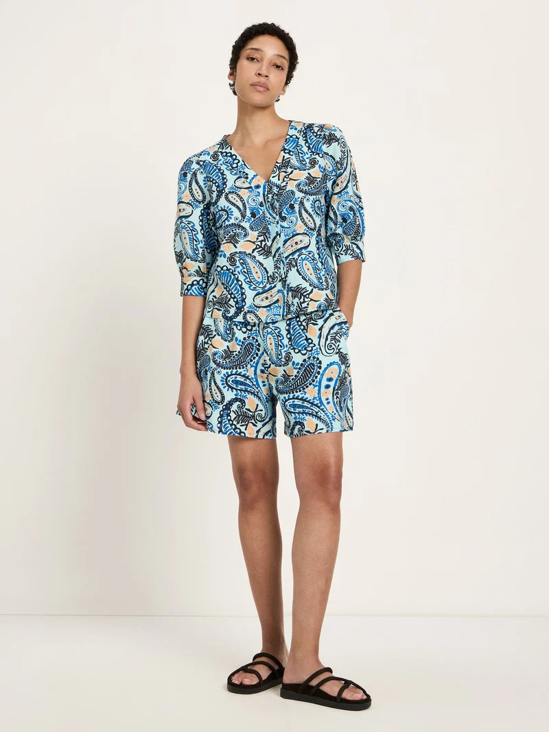 3/4 Arm Bluse GOTS Print Paisley Mint
