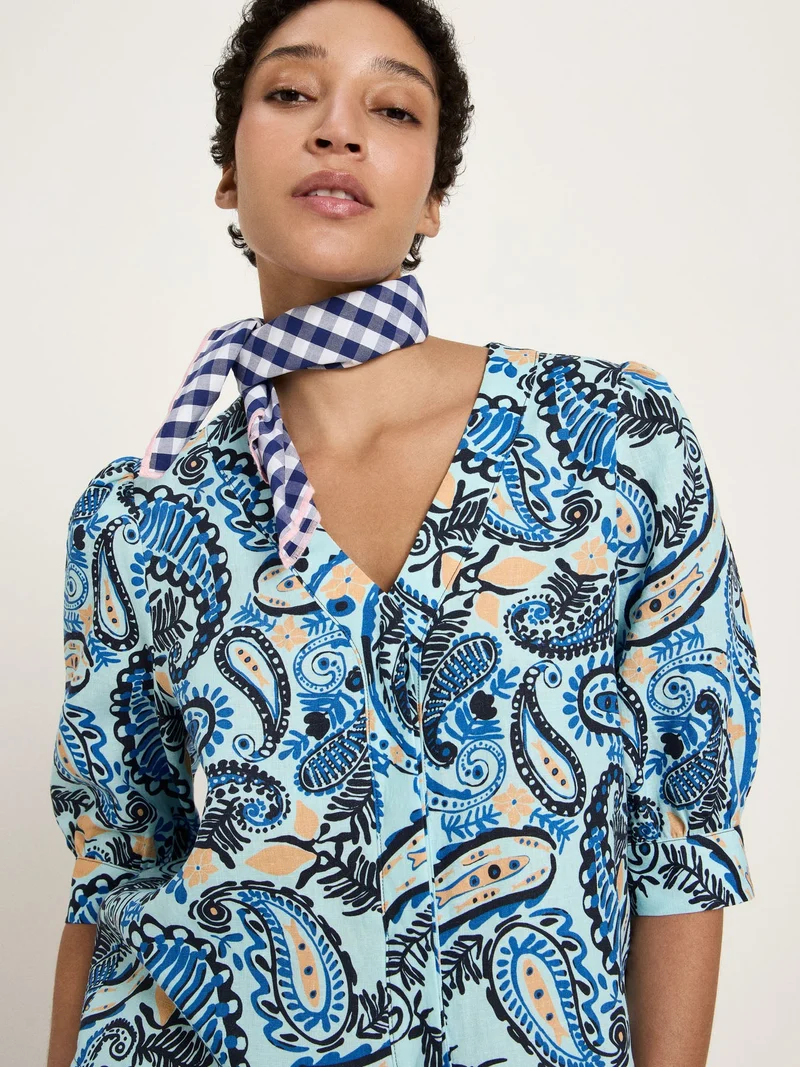 3/4 Arm Bluse GOTS Print Paisley Mint