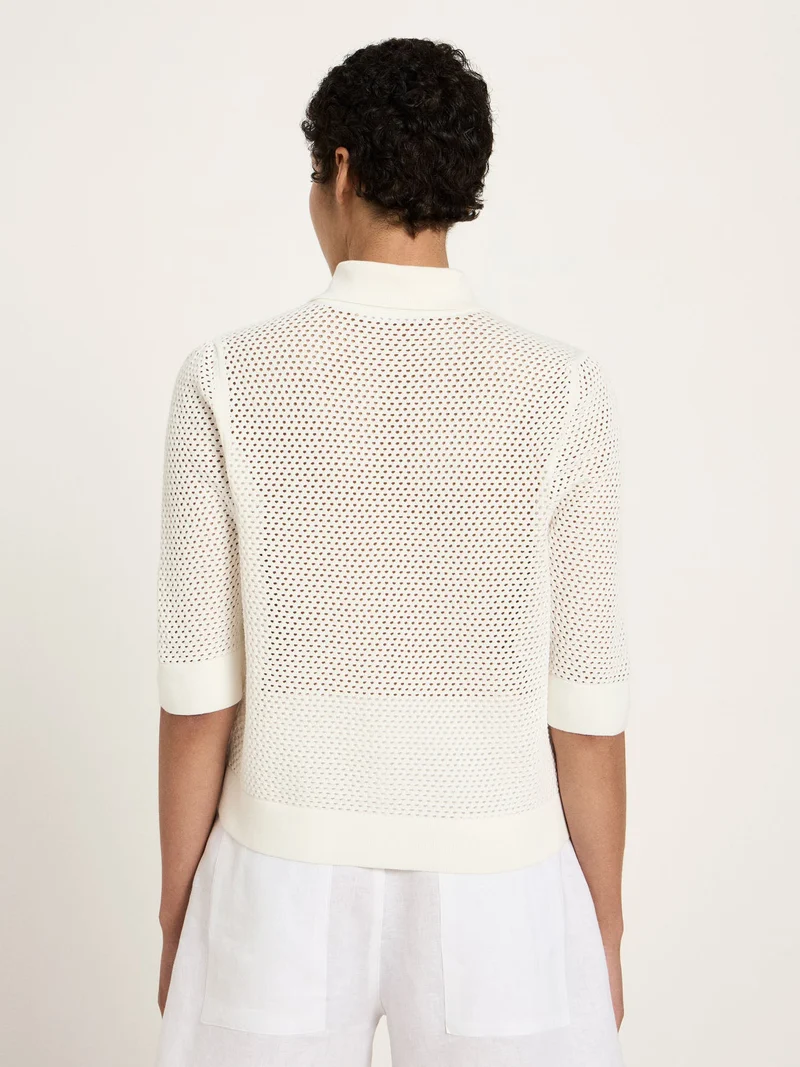 Strickjacke Kurzarm GOTS Off White