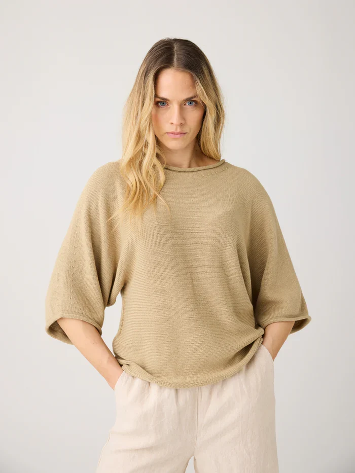 Strick T-Shirt Bat Sleeve Knit Twill