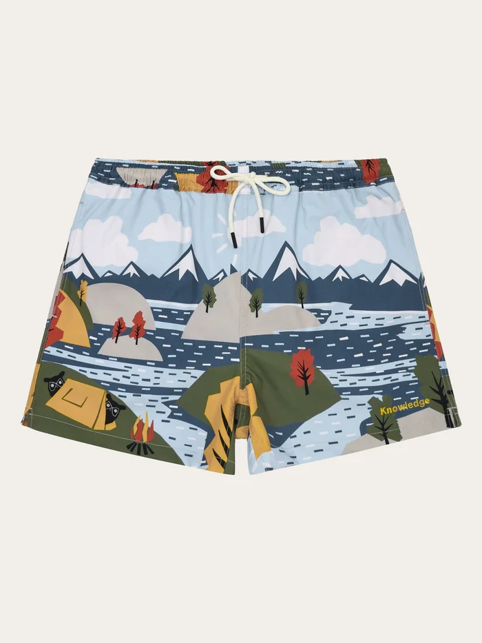 Swimshorts Mid Thigh Print Blue