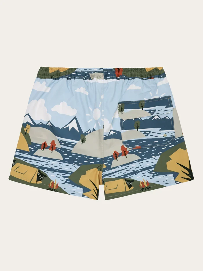 Swimshorts Mid Thigh Print Blue