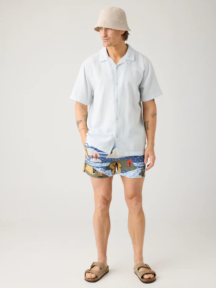 Swimshorts Mid Thigh Print Blue