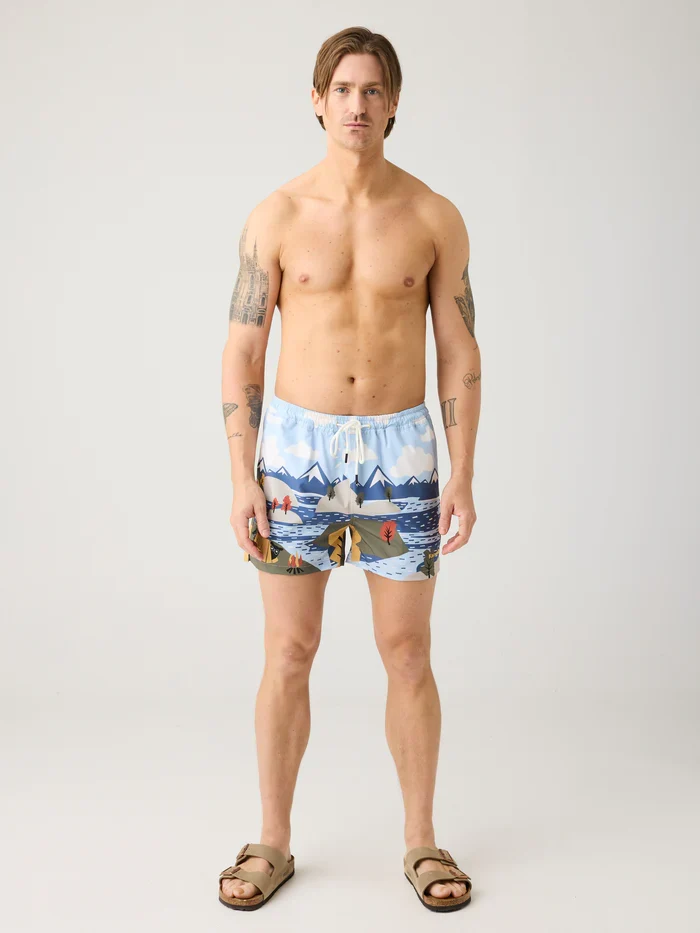 Swimshorts Mid Thigh Print Blue