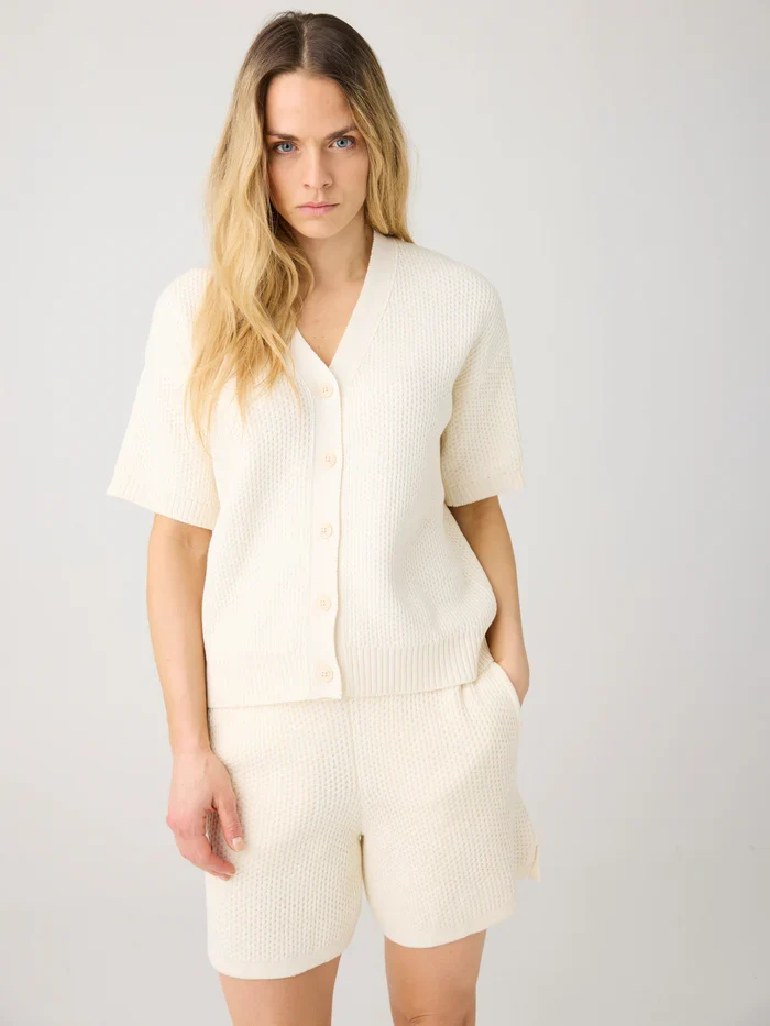 Cardigan Knit Kurzarm Egret