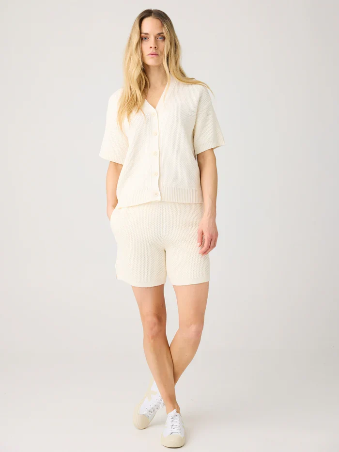 Cardigan Knit Kurzarm Egret
