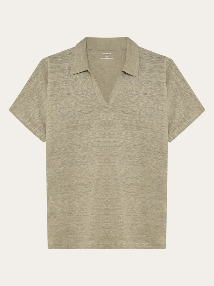 Poloshirt Linen Split Neck Twill