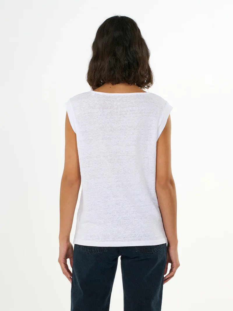 T-Shirt Linen Sleeveless Bright White