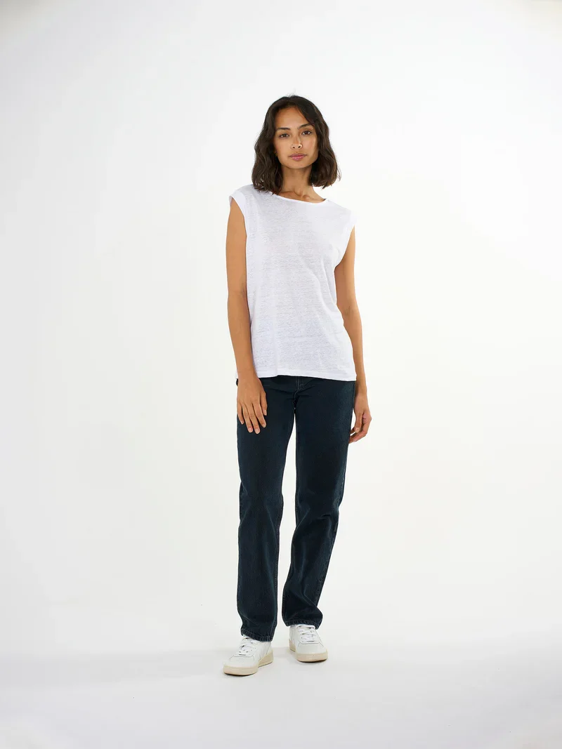 T-Shirt Linen Sleeveless Bright White
