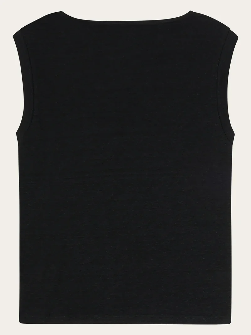 T-Shirt Linen Sleeveless Jet Black