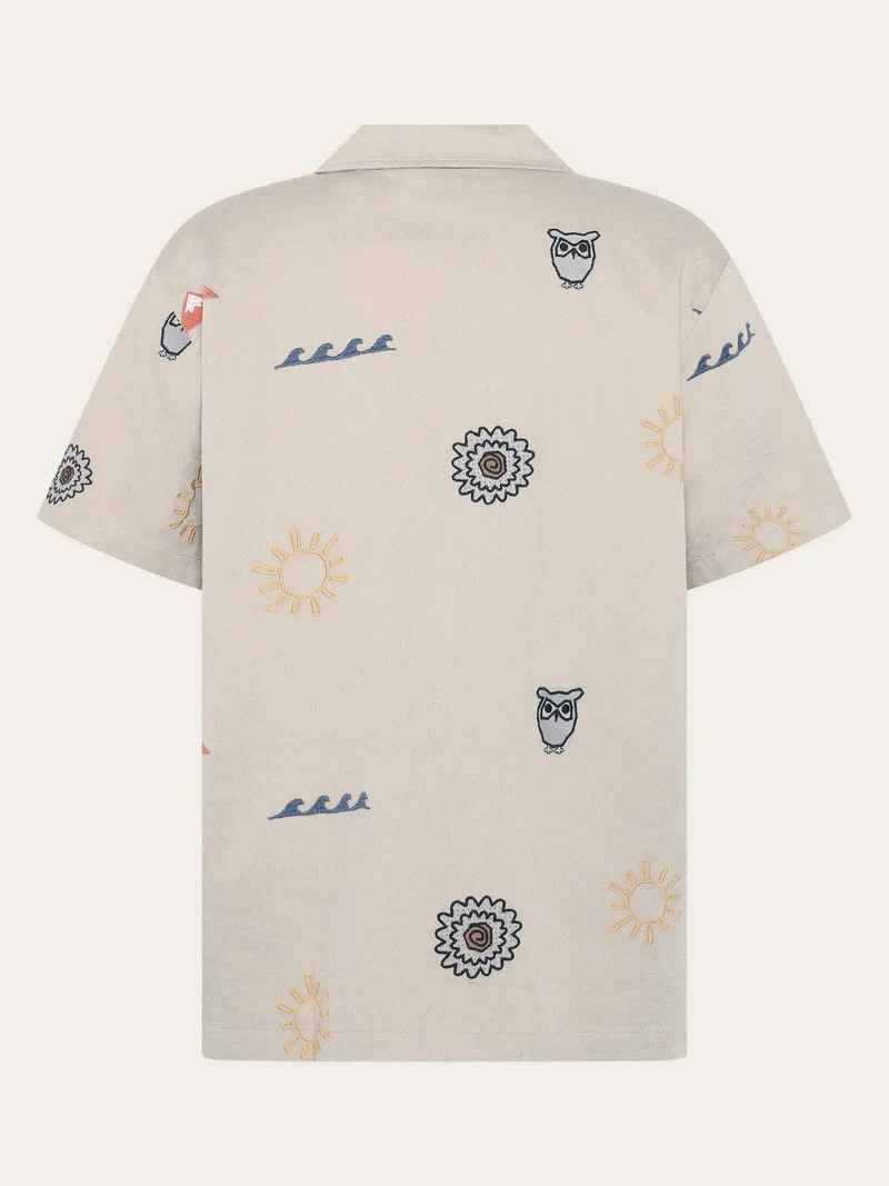 Hemd Relaxed Embroidery Short Sleeve Light Feather Grey