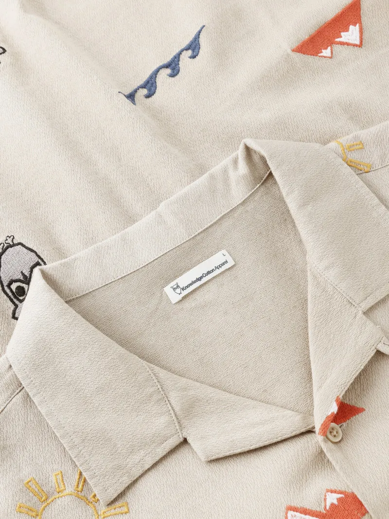 Hemd Relaxed Embroidery Short Sleeve Light Feather Grey