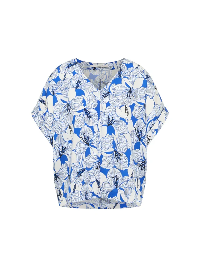 Blusenshirt aus Tencel Print Bloom Lapis