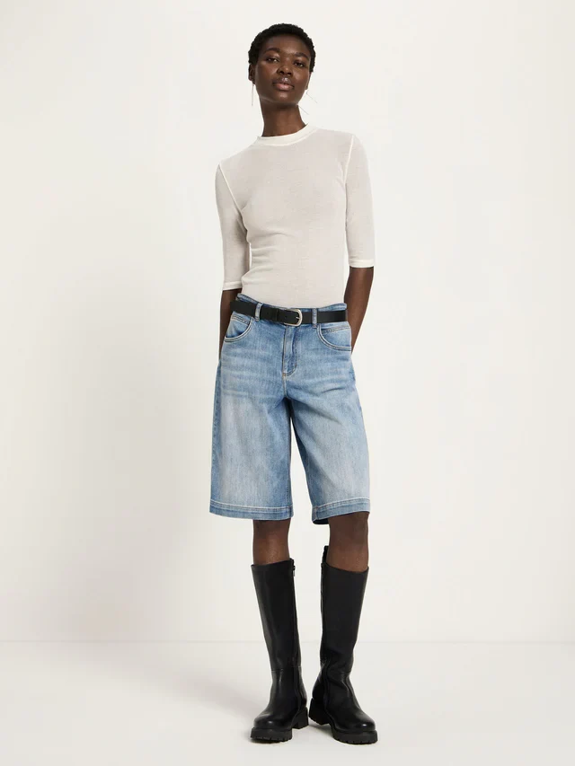 Bermuda Jeans GOTS Stonewash Blue Denim