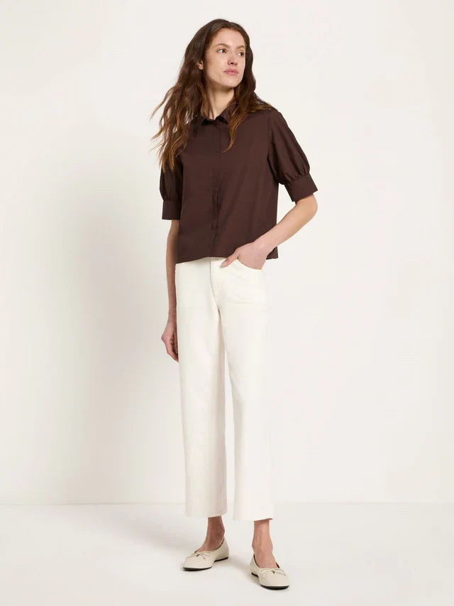 Bluse mit Puffärmeln GOTS Chocolate