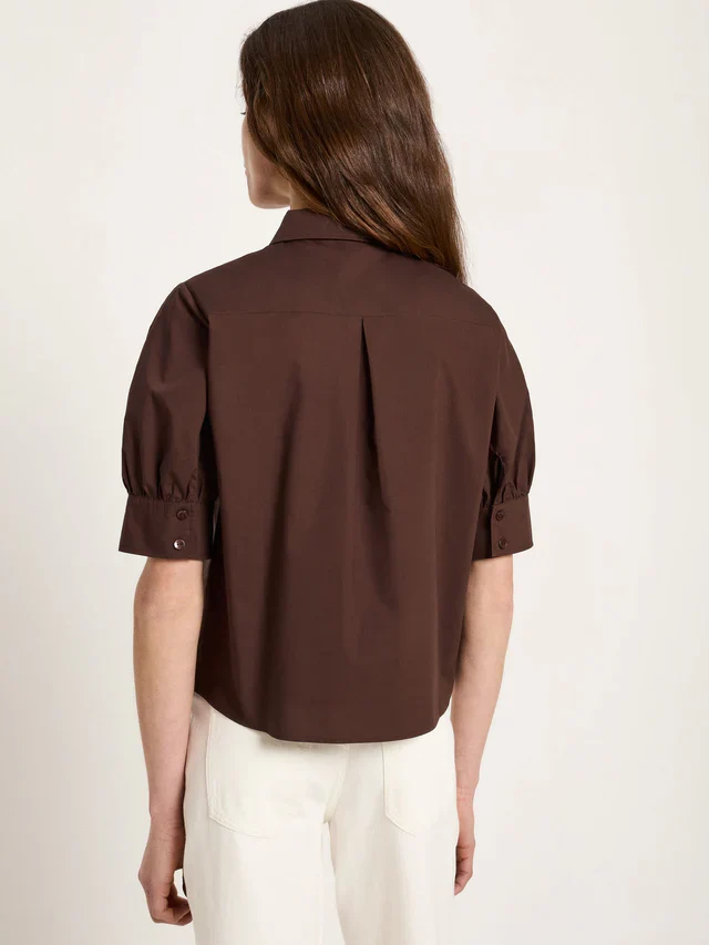 Bluse mit Puffärmeln GOTS Chocolate