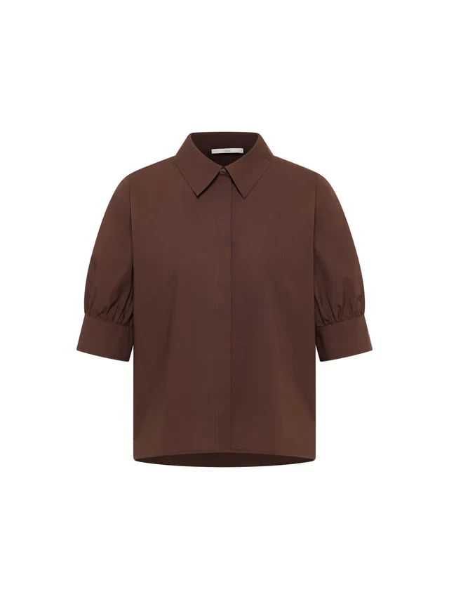 Bluse mit Puffärmeln GOTS Chocolate