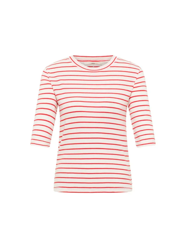 Halbarmshirt GOTS Creme/Lava Red