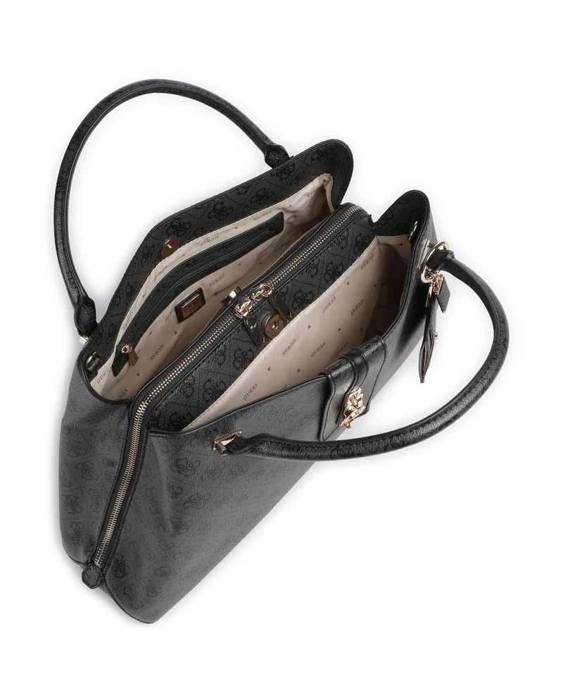 Guess Yvonne Girlfriend Logo Handtasche coal logo