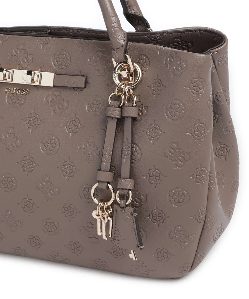 Guess Carmella Girlfriend Handtasche taupe logo