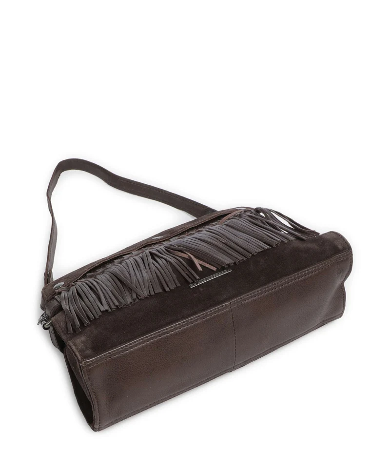 Spikes & Sparrow Suede Mix Madelon Schultertasche dark brown