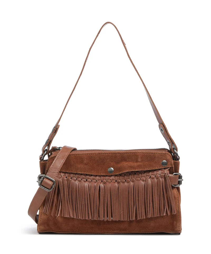 Spikes & Sparrow Suede Mix Madelon Schultertasche mocca