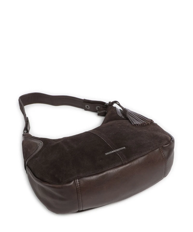 Spikes & Sparrow Suede Mix Anne-Lou Beuteltasche dark brown
