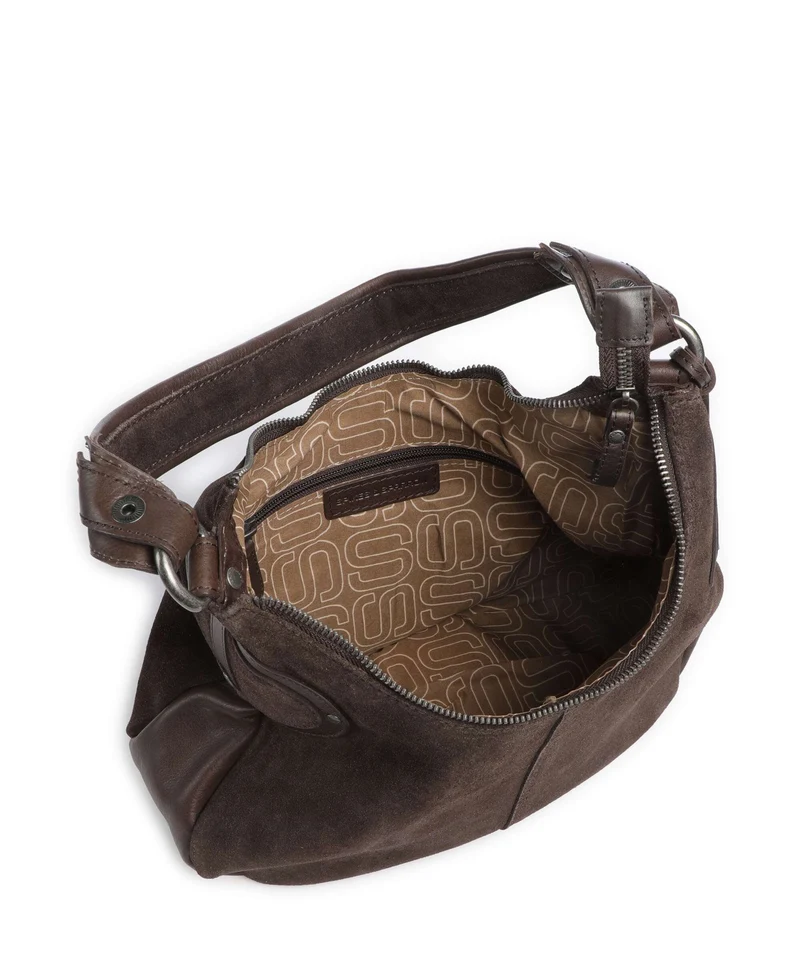 Spikes & Sparrow Suede Mix Anne-Lou Beuteltasche dark brown