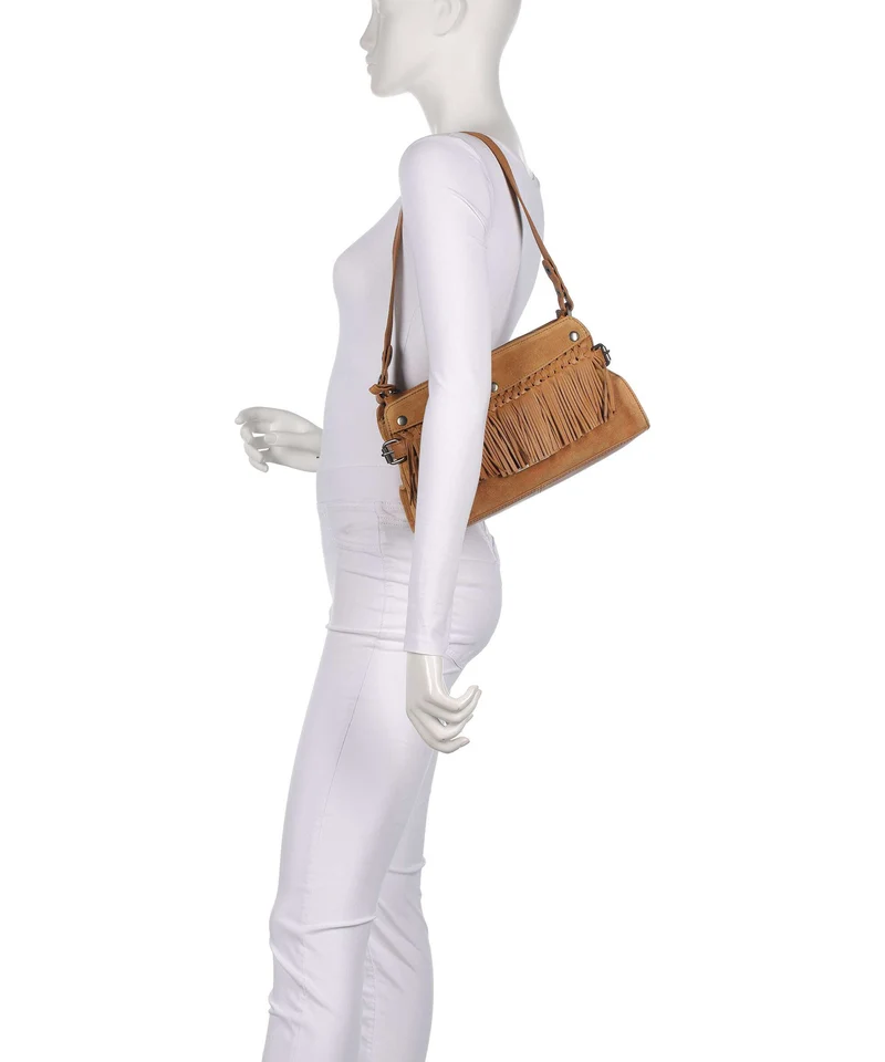 Spikes & Sparrow Suede Mix Madelon Schultertasche tan