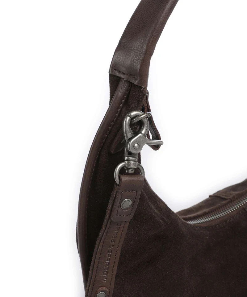 Spikes & Sparrow Suede Mix Gwyn Beuteltasche dark brown