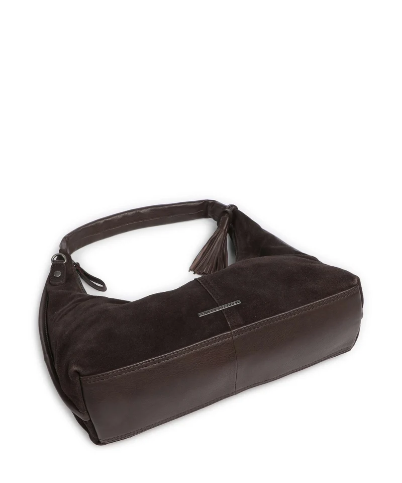 Spikes & Sparrow Suede Mix Gwyn Beuteltasche dark brown