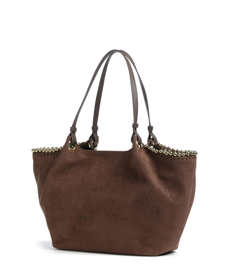 Love Moschino Gold Bead Shopper cioccolato