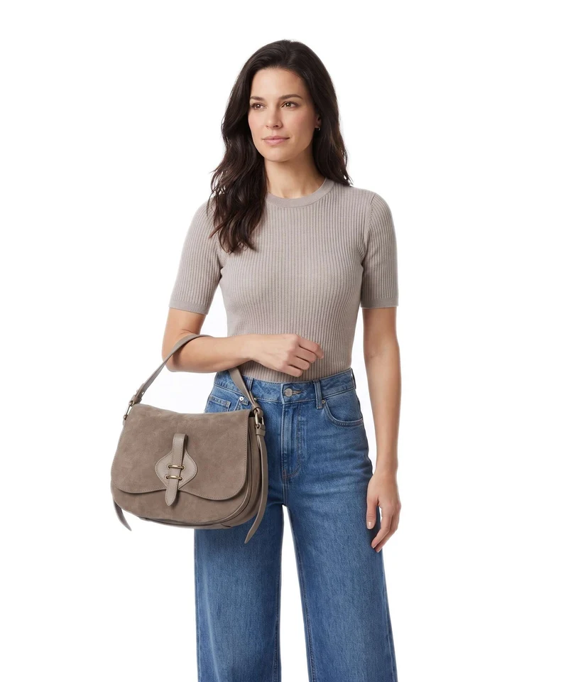 Coccinelle Mavery Suede Handtasche warm taupe