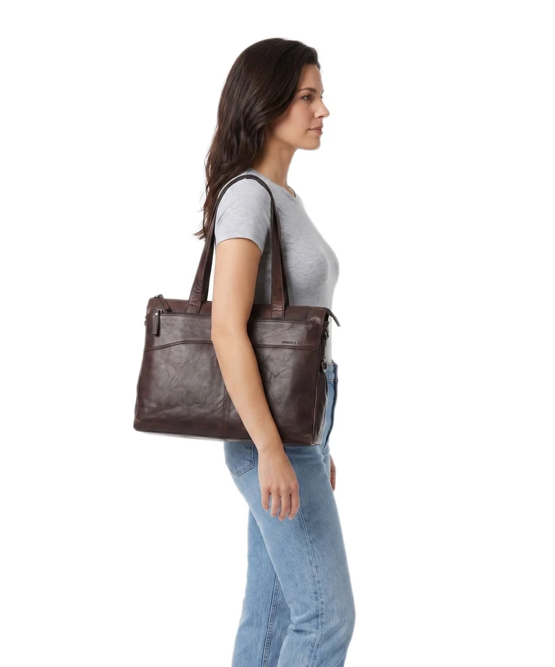 Spikes & Sparrow Bronco Yasmijn Shopper dark brown