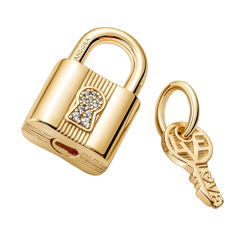 Pandora Moments Goldfarbene Padlock & Key Charm 760088C01