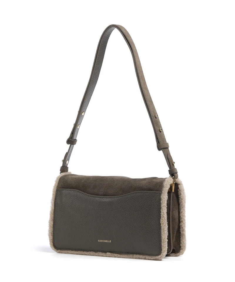 Coccinelle C-Me Softy Suede Schultertasche fango/warm taupe