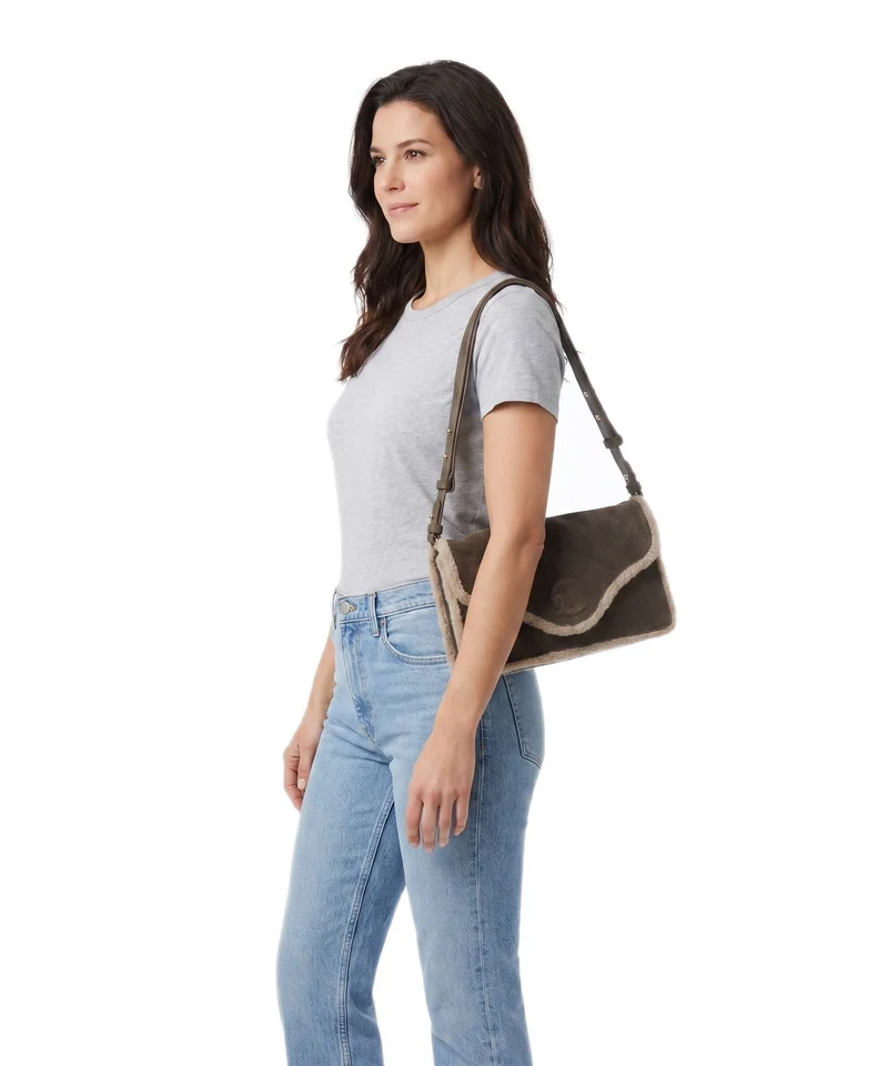 Coccinelle C-Me Softy Suede Schultertasche fango/warm taupe