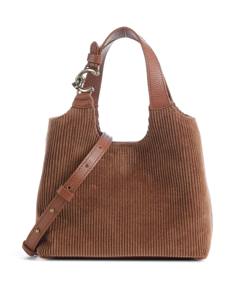 Coccinelle C-Easy Corduroy Handtasche cognac