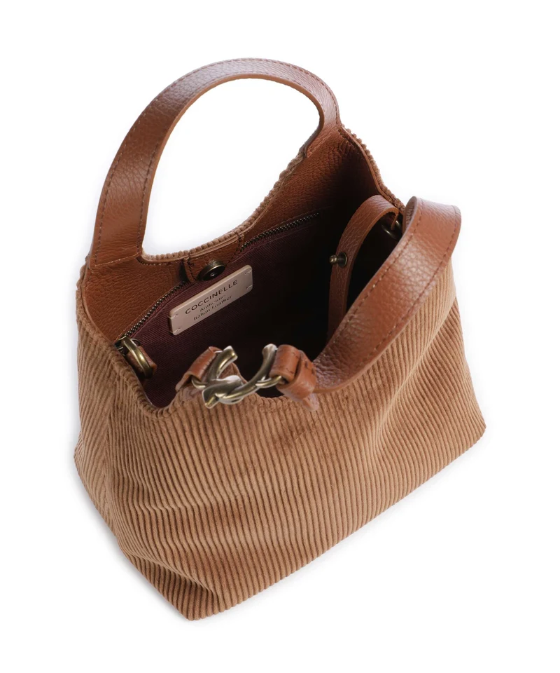 Coccinelle C-Easy Corduroy Handtasche cognac