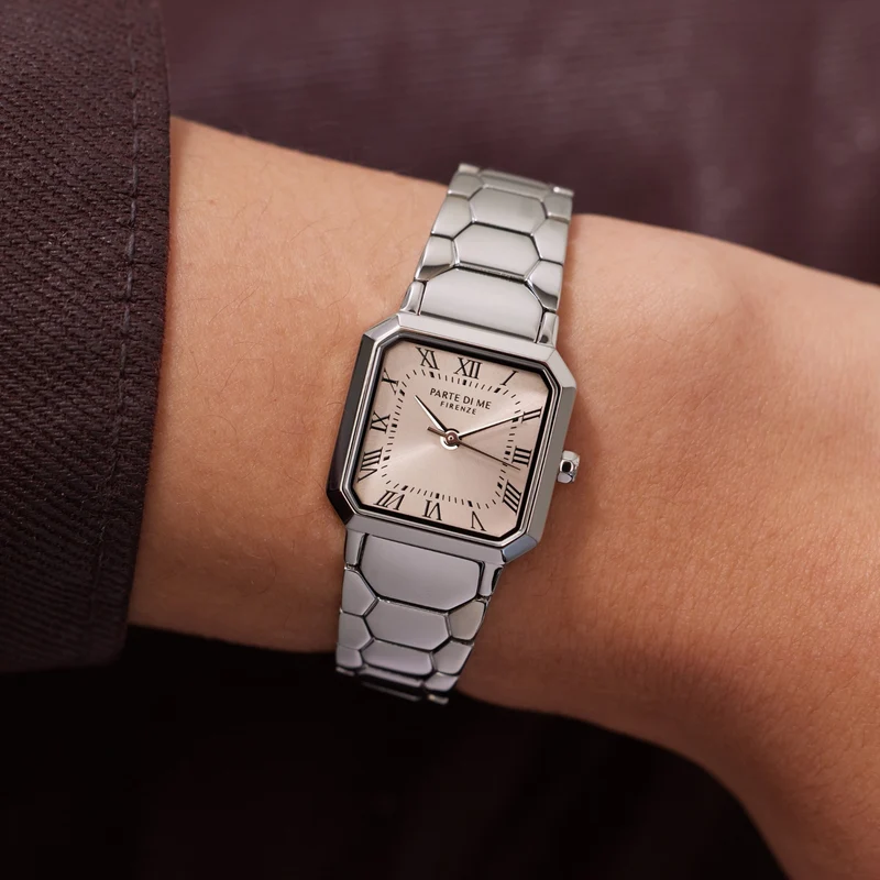 Parte di Me Orologio square ladies watch silver coloured and taupe PDM09028