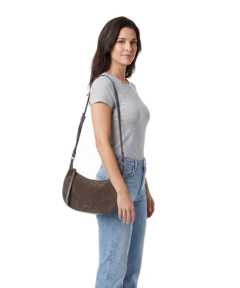 Coccinelle Fujiko Suede Umhängetasche fango