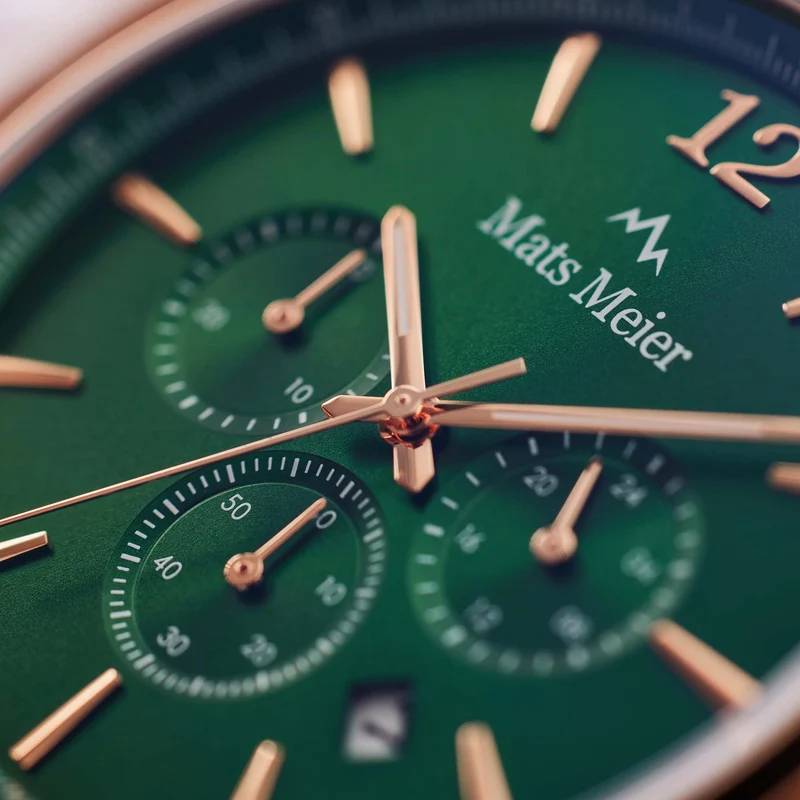 Mats Meier Grand Cornier Chrono Groen/RoseGoldfarbene Uhr MM00114